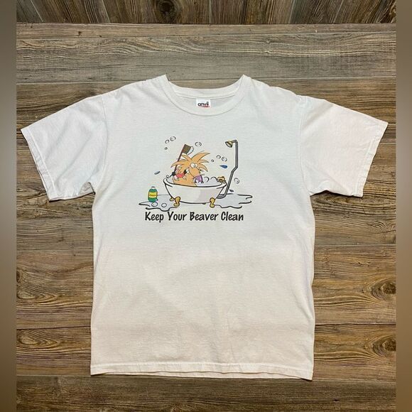 Vintage Rare Nickelodeon Angry Beavers Shirt Sz Medium “Keep Your Beaver Clean” - Picture 1 of 7